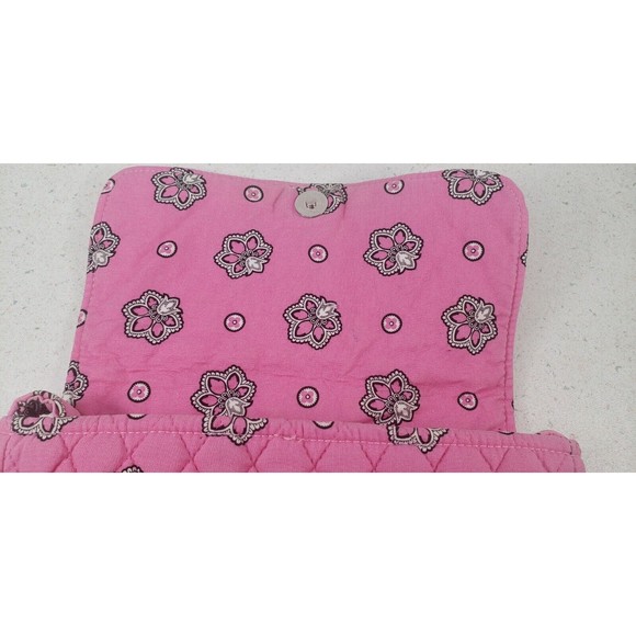 Vera Bradley Flamago Pink Small Flap Front Purse Shoulder Bag Cotton Quilted - Picture 14 of 16